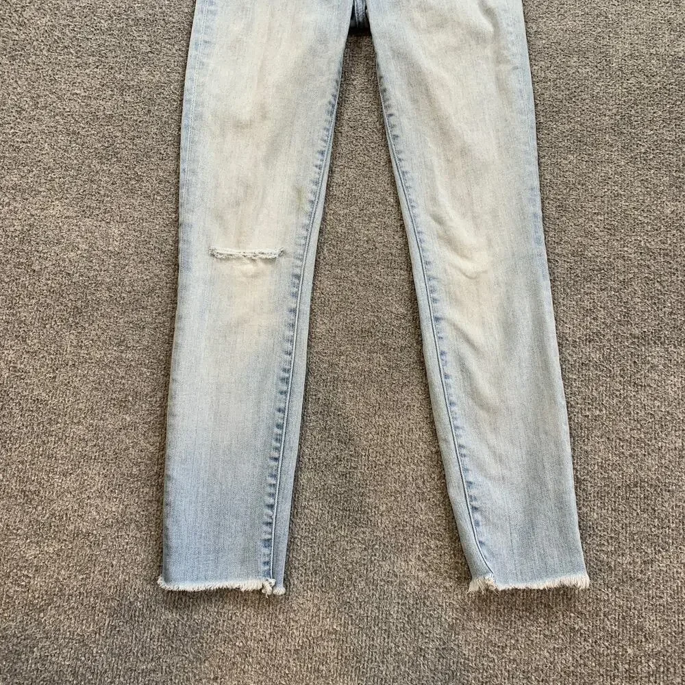 Madewell Jeans Women 23 Blue High Rise Skinny Exposed Buttons Raw Hem Distressed